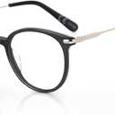 ZENOTTIC Round Optical Glasses Transparent Frame Clear Lens Eyewear Non-prescription Eyeglasses for Women (Black)
