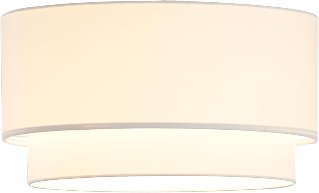 Artiva USA 16.5"X16.5" X 8"H Large Premium Double Drum Linen Shade - Off White, Fully Assemble, one Piece Shade