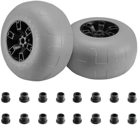 Beach Balloon Wheels, 13" Flat-Free Solid PU Beach Cart Tires Replacement Big Sand Wheels for Beach Buggy, Kayak Trolley, Canoe Cart, Rolling Walker, Garden Cart, Wheelchair & Buggy, 2-Pack