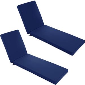 Chaise Lounge Cushions Outdoor Set of 2 - Waterproof and Fade Resistant Sun Lounger Replacement Cushions - Patio Lounger Pads with Removable Cover for Pool, Deck, 72 x 21 x 3 Inch, Navy