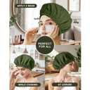 4 x Shower Cap for Women, Double Layer Waterproof Bath Cap, Reusable Hair Protector, Large Waterproof Shower Bonnet Washable Elastic Band Bath Hair Hat for Long Hair, Braids - Dark Green