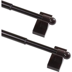 Magnetic Curtain Rods for Metal Doors Multi-Use Curtain Rods for Small Windows Cafe Sidelight and Iron Steel Places, 1/2 Inch Diameter, Tool Free (2 Pack, Adjust from 16 to 28 Inch, Brown)