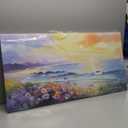 Ocean Sunset Wall Art Large Framed Canvas 40L" x 20W" Blue Seascape Painting
