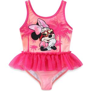Disney Minnie Mouse Princess Girls UPF 50+ One Piece Bathing Suit for Toddler and Big Kids, 4, Pink