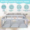Fshibila 74" 50" Large Baby Playpen, Baby Playard for Babies and Toddlers, Baby Fence Play Pens for Indoor & Outdoor, Sturdy Safety Play Yard with Soft Breathable Mesh, Anti-Fall, Grey