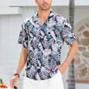 Hawaiian Shirt for Men Casual Summer Short Sleeve Beach Vacation Aloha Hawaii Button Down Shirt Holiday (M)