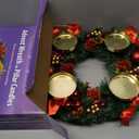 Red Ribbon Advent Wreath Ring Candle Holder for Pillar Advent Candles - Large Size - Christmas Advent Wreaths Candleholder Stand - Advent Candle Decor - Advent Gifts