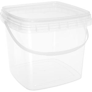 Amosfun 5 Quart Clear Plastic Bucket with Handle and Lid Portable Water Container for Kitchen Storage Gardening Dorm Use Easy to Carry and Clean (Picture 1)