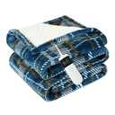 Electric Blanket Heated Throw, Soft Flannel 50"x60" Plaid Heating Blanket with 8 Hours Auto Off 10 Fast Heating Levels Machine Washable Sherpa Heated Blanket with Overheating Protection