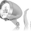 Bicycle Vintage Light, 3 LED Vintage Retro Bicycle Front Light Lamp, Vintage Bike LED Headlight Front Head Bike Lamp with Mounting Bracket (Silver)