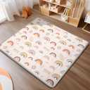 PIGLOG Foldable Baby Play Mat, 50x50 Playpen Mat, Safe Foam Playmat for Tummy Time, Waterproof Playmats for Babies and Toddlers Kids, Reversible Portable Floor Mat for Infant, Rainbow + Three Colors