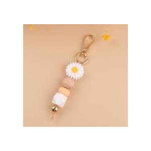 Silicone Bead Daisy Keychains for Women, Floral Keyring Bag Pendant Decorations Charms Keychain Accessories