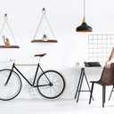 t of 2 Rope Shelves for Wall Hanging Shelf - Room Decor - House Decor - Rope Shelf | 2 Vintage Decor Hooks 2 Big Brass Rings Rope Hanging Shelves for Wall (Torched Rustic Brown)