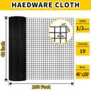 Hardware Cloth, 1/2 inch 48" x 100' Galvanized Chicken Wire Fence, 19 Gauge Vinyl Coated Wire Mesh Roll, Black Welded Wire Fencing Roll Gopher Wire Mesh Roll for Garden Fencing Rabbit Snake Wire