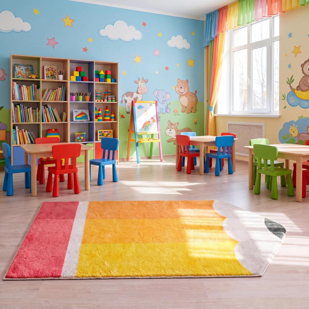 Breling 4 x 6 ft Pencil Rug Classroom Decor Educational Area Rug