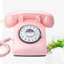 Retro Single Line Corded Desk Telephone Classic Vintage Rotary Dial Hands Free Landline Phone for Home/Office/Hotel, Antique Phones for Seniors Gift (Pink)