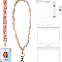 2 Set Scrunchie Lanyard for ID Card Neck Lanyard Set with 4Pcs Acrylic Cards and Scrunchie Keychain Wristlet for Teacher Nurses School Office