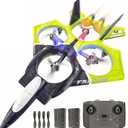 BEZGAR RC Airplane, 2.4GHZ 6-axis Gyro Remote Control Airplane, Gesture Remote Control Plane, 360° Flip Fighter Jet Toy, Toys for Ages 8-13 with Colorful LED Navigation Lights Green