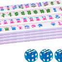 BeautyChen American Mahjong Tile Set, 166 Pcs 1.2" Mahjong Tiles with 3 Dices 1 Instruction, Mahjong Game Set for Adult Family & Friends Gatherings, Mahjong Lovers, Beginners (Pink)