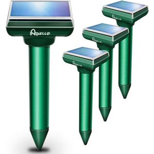 Apello Solar Mole Gopher Repellent Chipmunk Repeller Outdoor Vole Deterrent Spike Stakes Get Rid of Mole from Your Lawn Garden Yard-Green