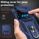 for iPhone 17 Pro Max Case, with Slide Camera Cover HD Screen Protector [Military Grade 16ft. Drop Tested] Ring Holder Kickstand Protective Phone Case for Apple iPhone 17 Pro Max, Navy Blue