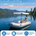 Boat Canopy Sunshade for Inflatable Boats, Waterproof UV Protection Boat Top Replacement Cover, Fits 43"- 59" Width, Easy Install Shelter for Fishing, Kayak, Lake