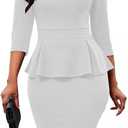 PerZeal - Stylish Business Bodycon Dress White XL