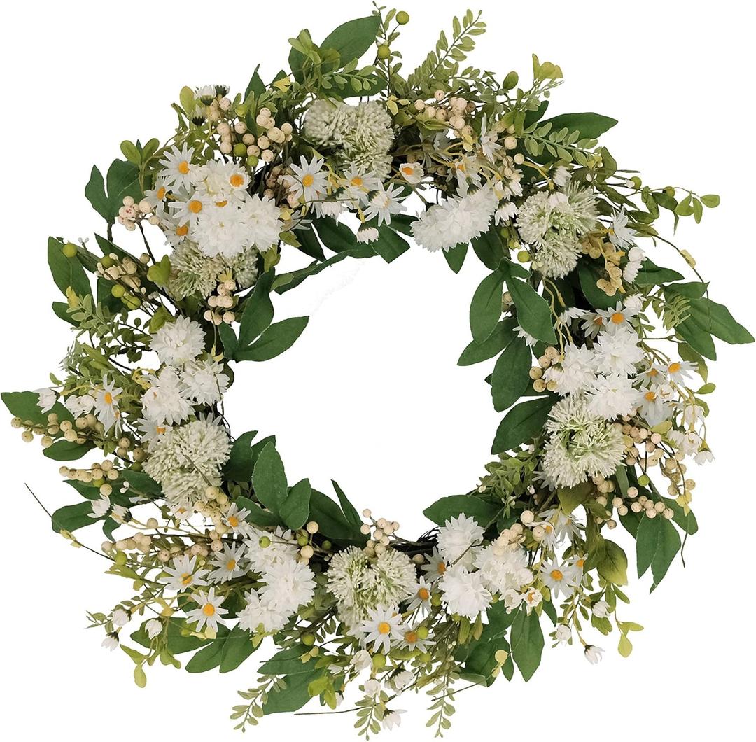 Puleo International 30" Artificial Chrysanthemum and Daisy Floral Spring Door Wreath