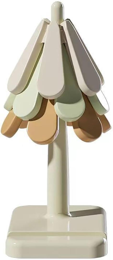 Tree Shape Trivet Set for Hot Dishes,Pot, Bowl, Teapot,Silicone Foldable Trivet Mat Set -3 Trivets + 1 Stand Stored Like a Christmas Tree,Kitchen Hot Pot Holders Anti-Skidding Heat Insulation Pad