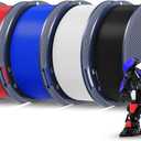 SUNLU PETG Filament 1.75mm 4KG Bundle,Less Stringing and Good Layer Adhesion,Individually Vacuum Packed, 3D Printer Filament 4kg,1kg per Spool,Pack of 4, 4 Colors,Black+White+Klein Blue+Red