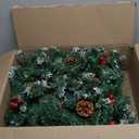 Christmas Garland with Lights  Lighted Xmas Garlands with Timer  Prelit Pine Cone Christmas Berry Garlands Battery Powered Outdoor String Light for Indoor, Party, Home Decoration, 9 Ft by 10 Inch