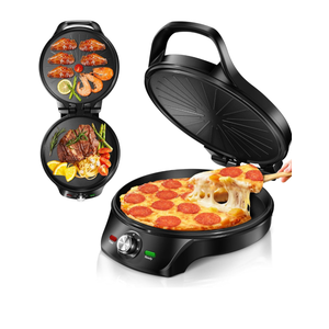 12-Inch Pizza Maker & Electric Griddle Nonstick - CACHOO Countertop Pizza Oven with 30-Min Timer & Auto Shut-Off, 180° Open Indoor Grill for Burgers, Crepes, Quesadillas, Pancakes, Omelets