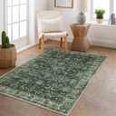 Anidaroel Washable 3x5 Area Rug for Entryway, Non Slip Boho Green Rug for Living Room Soft Accent Rugs for Bedroom, Distressed Indoor Entry Mat Carpet for Kitchen Bedside Dorm Playroom (3'x5', Dark Green)