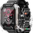 Smart Watches for Men, 2.01'' HD Display with Bluetooth Calls 100+ Sport Modes, IP68 Waterproof for Swimming Fitness Smart Watch for Android and iPhone, Blood Pressure/Heart Rate Smartwatch, Black (Standard)