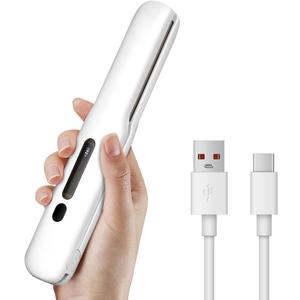 Gosect Cordless Hair Straightener, Mini Travel Flat Iron Rechargeable for Women, Portable Hair Straightener and Curler 2-in-1, Fast Heating, Adjustable Temp for On-The-Go Styling(White)