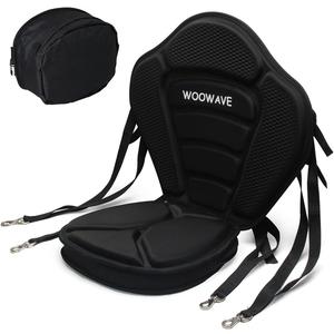 WOOWAVE Kayak Seat Padded Deluxe Paddleboard Seat Adjustable Boat Seat Cushioned Fishing Seat High Back Comfortable Backrest Support for Universal Sit (1 Pack Black)