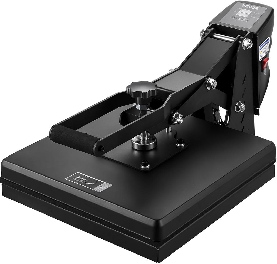 VEVOR Heat Press 15 x 15 - Heat Press Machine for T-Shirts, Fast Heating, High Pressure for Digital Industrial-Quality Sublimation Printer for Heat Transfer Vinyl, 15" x 15", Black