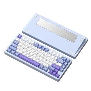 ELECFOX MK INKY75 Mechanical Keyboard with Full Aluminum Wireless Mechanical Gaming Keyboard, 75% Layout Mechanical Keyboard BT/ 2.4G/ USB-C, Hot Swappable, Creamy Sounding, RGB/ PP/ 4000mAh(Blue)