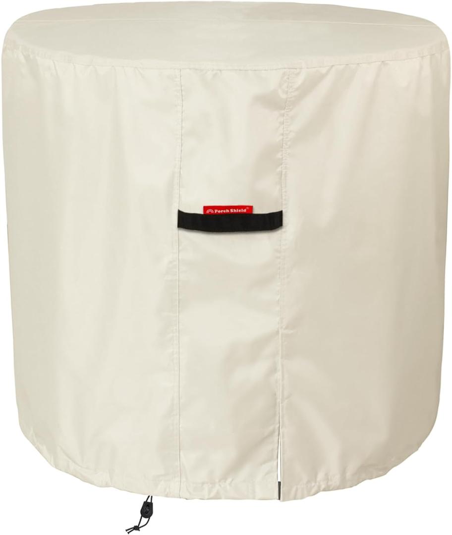 Porch Shield Waterproof AC Covers Heavy Duty Round Air Conditioner Cover for Outside Unit Up to 34''D x 30''H, Tan