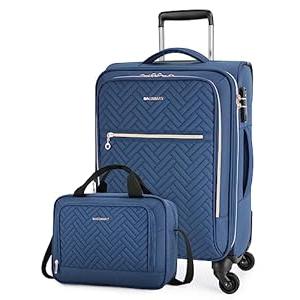 BAGSMART Carry On Luggage 20 Inch,Softside Expandable Suitcase with Spinner Wheels, Luggage 22x14x9 Airline Approved Rolling Lightweight Suitcases for Women Men, Compact Carry-On (Black)