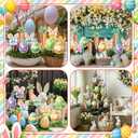 Thyle 18 Pcs Easter Decorations Tree Picks Ornaments 6 x 8 Inch Bunny Ear Egg Carrots Picks Decor Cute Rabbit Ears Bow Ornaments Topper for Tree Spring Easter Home Vase Decor