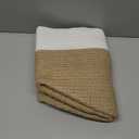 Mkono Woven Storage Basket Decorative Rope Basket Wooden Bead Decoration for Blankets,Toys,Clothes,Shoes,Plant Organizer Bin with Handles Living Room Home Decor, 11" W  11" L, Cream White and Brown