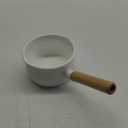 Jucoan 1 Quart Enamel Milk Pan with Dual Pour Spout, Small Enamel on Steel Saucepan Milk Pot Butter Warmer with Wooden Handle, Stove Top Soup Simmer Pot for Home Kitchen Cooking Heating Boiling