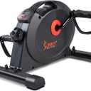 Sunny Health & Fitness Smart Mini Pedal Exerciser, Under Desk Bike/Elliptical for Home Workout & Cycle Cardio Training, Free SunnyFit App Link, Optional in Color, Mat/Workout Bands or Steel Stabilizer (Black)