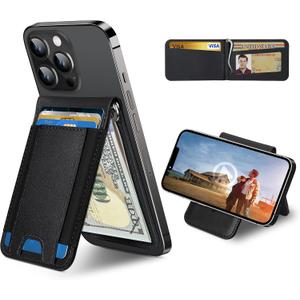 ExtreLife for MagSafe Wallet with Money Clip, Stronger Magnetic Wallet for iPhone 17/16/15/14/13/12 Series, RFID Blocking, for iPhone Wallet with Stand, ID Window & 8 Card Holder, Classic Black