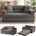 Erament Boneless Loveseat Sofa Couch, 2 in 1 Convertible Sofa Bed with Pillows, Fold Out Bean Bag Chair Boneless Floor Couch for Living Room Bedroom Office Lounge Apartment, No Assembly Needed, Grey