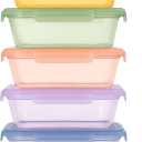 Ello Snap & Nest 10-Piece 4.5 Cup Plastic Meal Prep Set, Reusable Food Containers for Healthy Eating, Freezer, Dishwasher Safe, Cactus Blooms