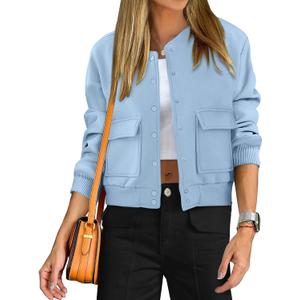 ANRABESS Women Cropped Bomber Jacket 2025 Fashion Casual Trendy Varsity Y2k Jackets Fall Outfits (Medium, Light Blue)