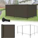 5' x 24' Privacy Fence Kit Freestanding Mesh Screen with Iron Poles Temporary Fencing Outdoor Patio Backyard Divider Dog Air Conditioner Trash Fence Brown