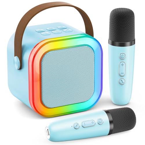 Mini Karaoke Machine for Kids Adults, Portable Bluetooth Speaker with 2 Wireless Karaoke Mics Player,2026 TOP Birthday Gifts Toys for Girls 3,4, 5, 6, 7, 8+Years Old Toddler(Light Blue)
